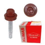 Farmářský šroub s podložkou RAL 3009 4.8x35 | Balení 250ks - Kvalitní Stavební Spojovací Materiál