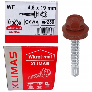 Wkręt farmerski zszywający z podkładką RAL 3009 4,8X19 (250 szt.)