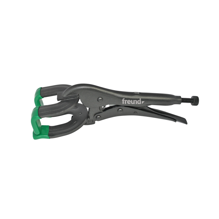 Szczypce zaciskowe do zaginania blachy FREUND z osłoną z PVC, 235 mm, szczęki 90°