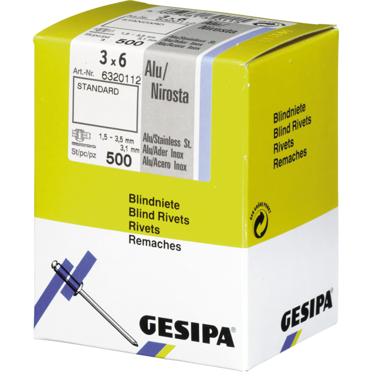 Nity zrywalne FREUND Alu/stal nierdzewna, ø 3 mm, długość 6 mm – 01311136