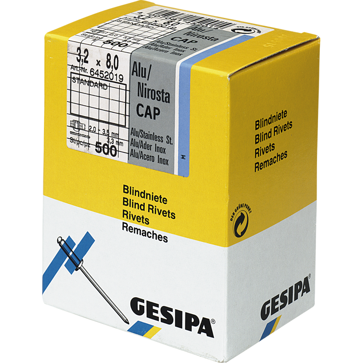 Slepé nity FREUND CAP, Alu/nerez 3,2x8mm (01313280)