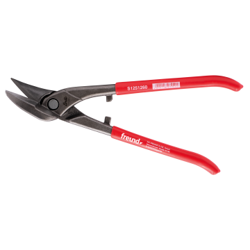 Nożyce do blachy FREUND Ideal lewe, czerwona rękojeść PVC – S1251260