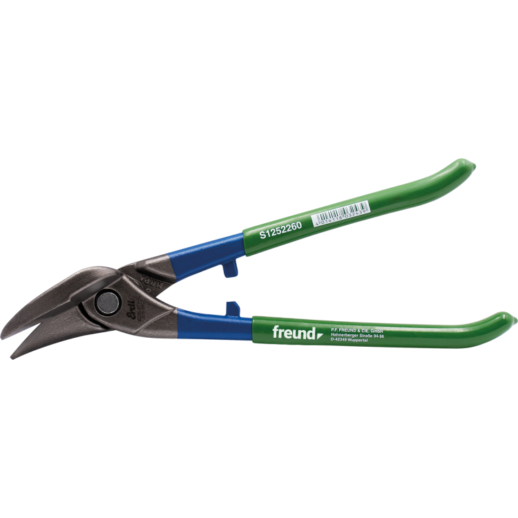 Nożyce do blachy FREUND Ideal prawe, do stali nierdzewnej, zielona rękojeść PVC – S1252260