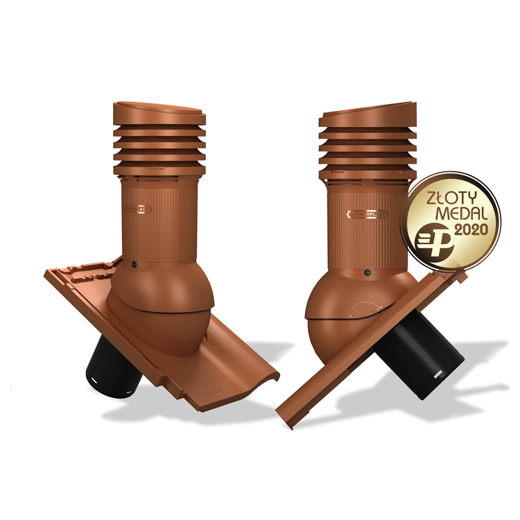 Větrací komínek E33 EVO pro tašky typ 13 Ø125 s odvodem kondenzátu (Koramic Renesansowa)