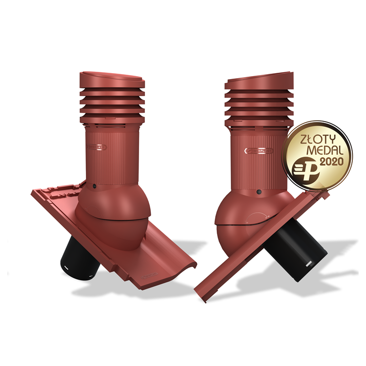 Větrací komínek E33 EVO pro tašky typ 21 Ø125 s odvodem kondenzátu (Braas Rubin 13V)