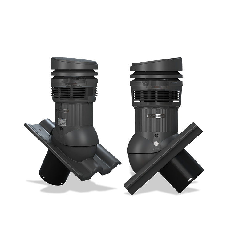 Střešní ventilátor E36 EVO pro tašky typ 27 Ø125 (Creaton Kapstadt / Braas Teviva)