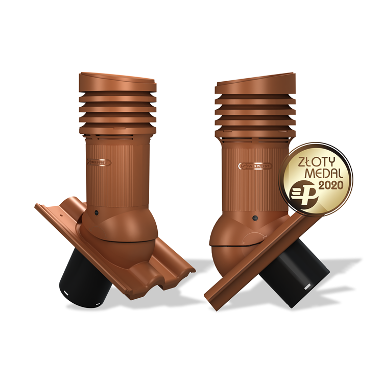 Ventilačný komínok E37 EVO pre škridly typ 05 Ø150 s odvodom kondenzátu (Bramac Classic / Braas Romańska)