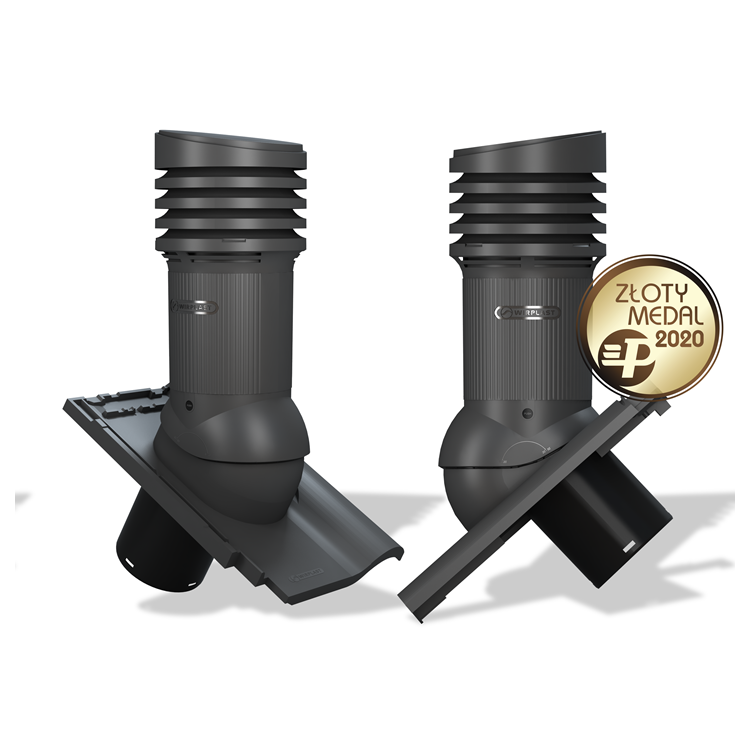 Větrací komínek E37 EVO pro tašky typ 21 Ø150 s odvodem kondenzátu (Braas Rubin 13V)