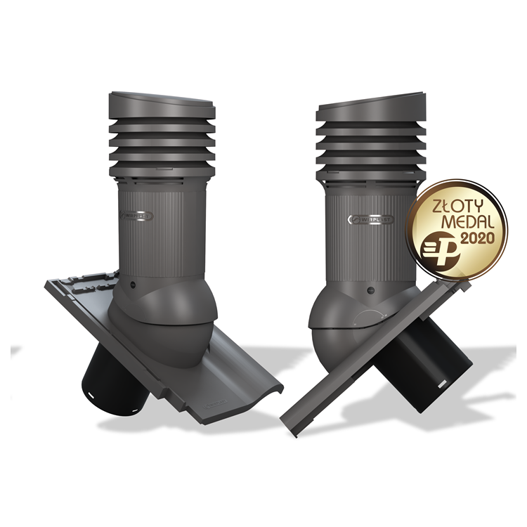Ventilačný komínok E37 EVO pre škridly typ 33 Ø150 s odvodom kondenzátu (Creaton Koda)
